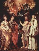 Guido Reni Marienkronung mit Hl. Katharina von Alexandrien, Hl. Johannes Evangelist, Hl. Johannes der Taufer, Hl. Romuald von Camaldoli oil painting artist